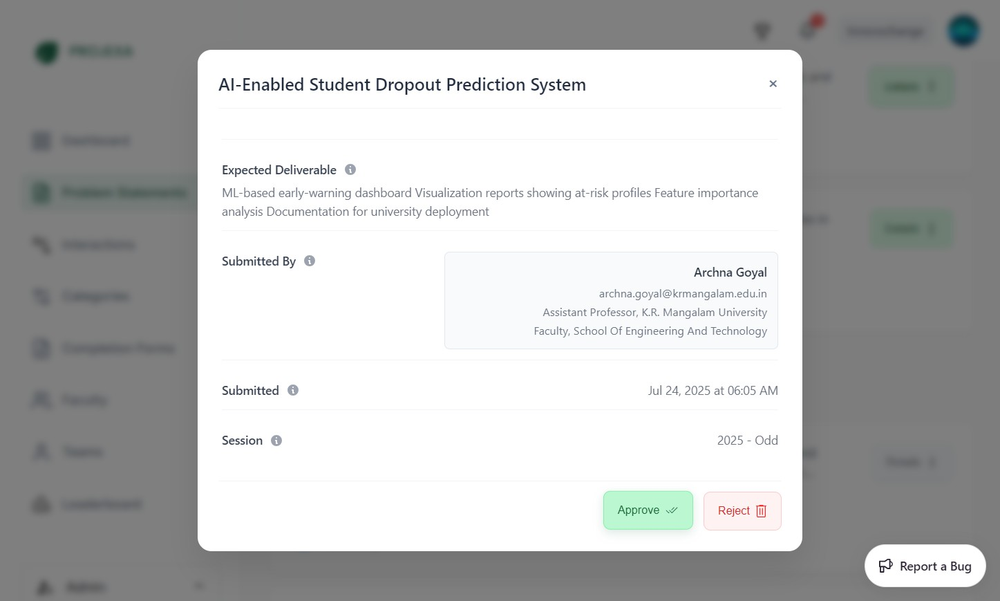 Problem statements - approve or reject