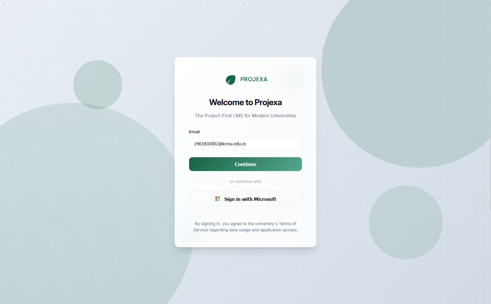 Clicking Continue on Login