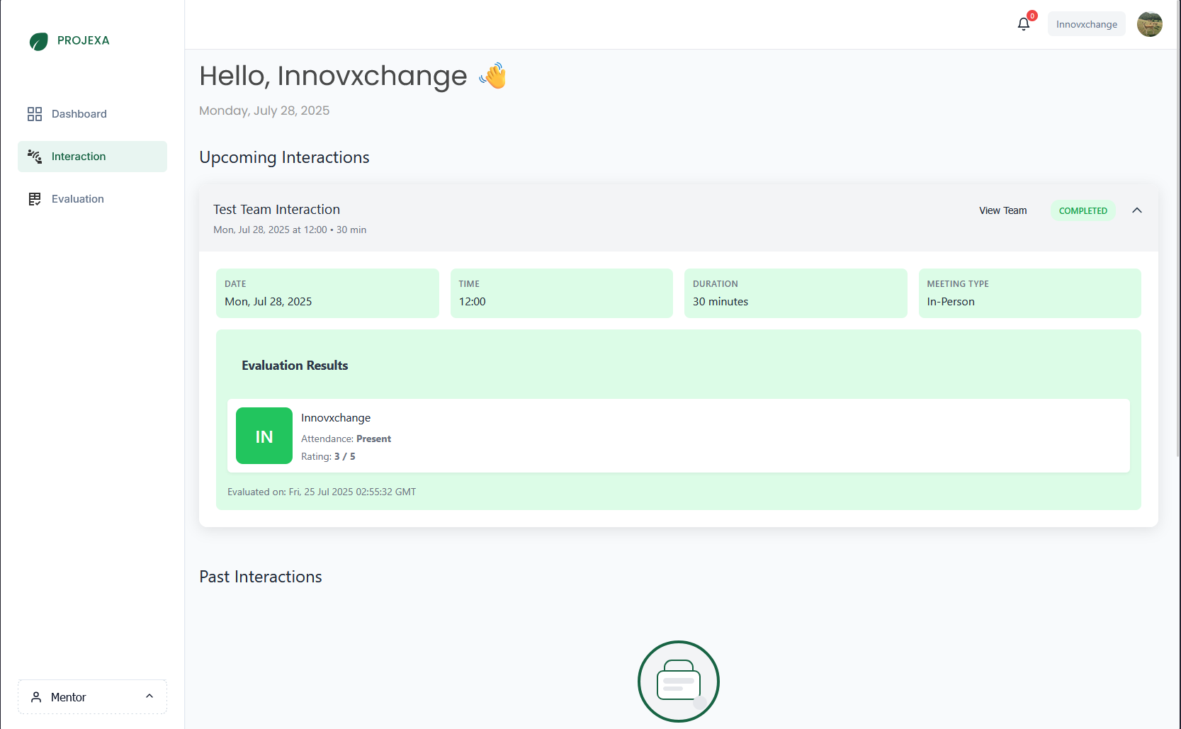 Rate Interaction Form (Mentor View)