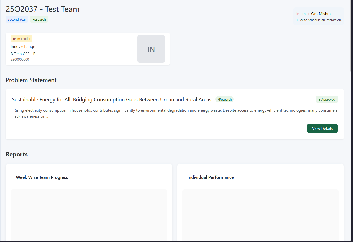 Schedule Interaction Form (Student View)